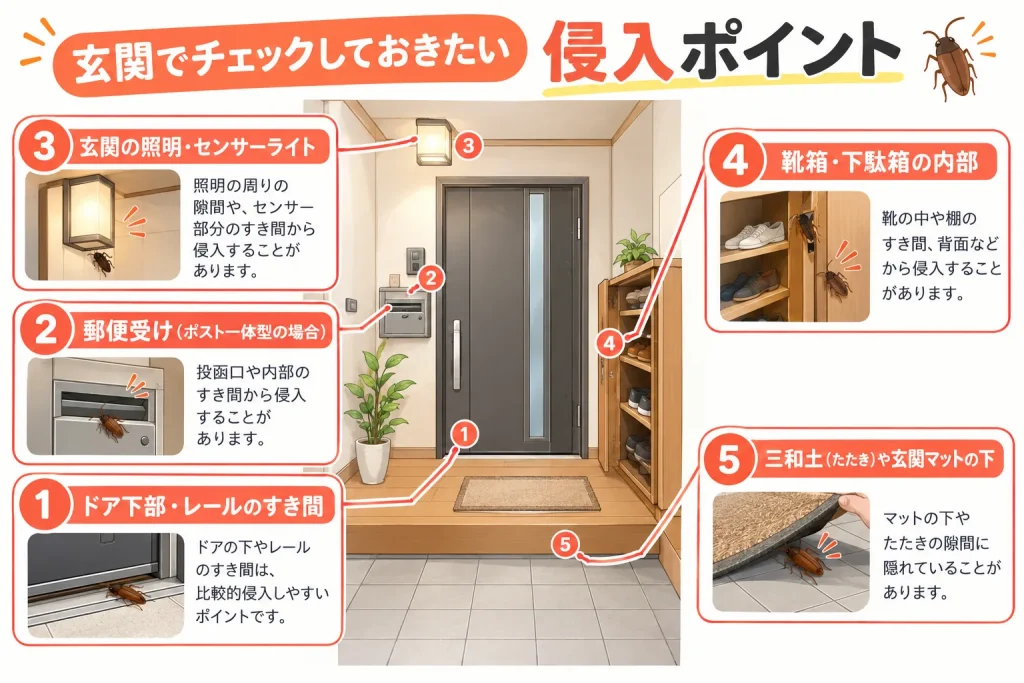 ゴキブリの侵入ポイント