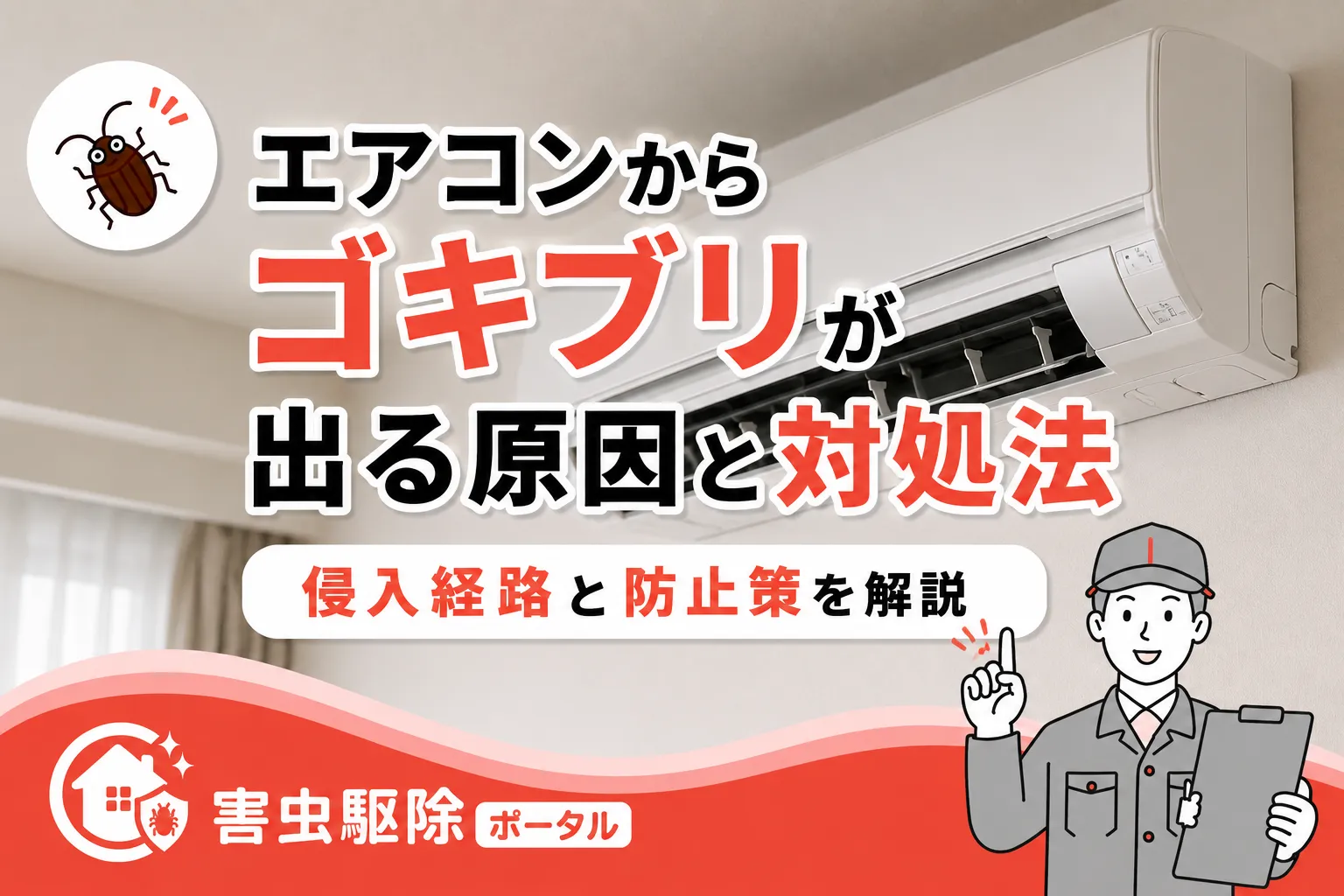 エアコンからゴキブリが出る原因と対処法|侵入経路と防止策を解説