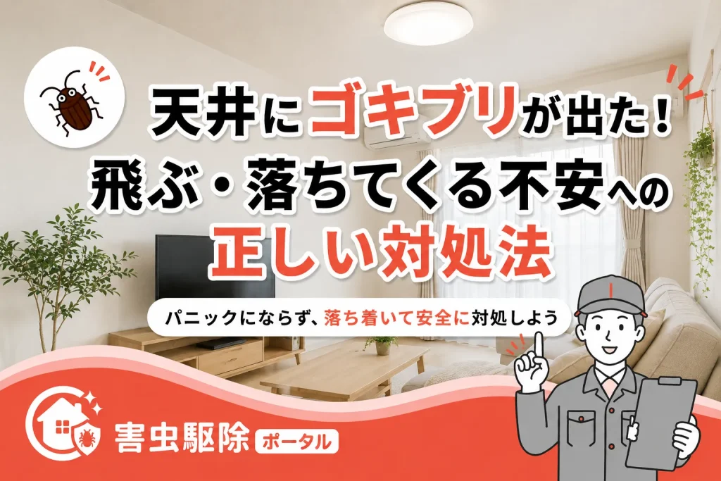 天井にゴキブリが出た！飛ぶ・落ちてくる不安への正しい対処法のサムネ