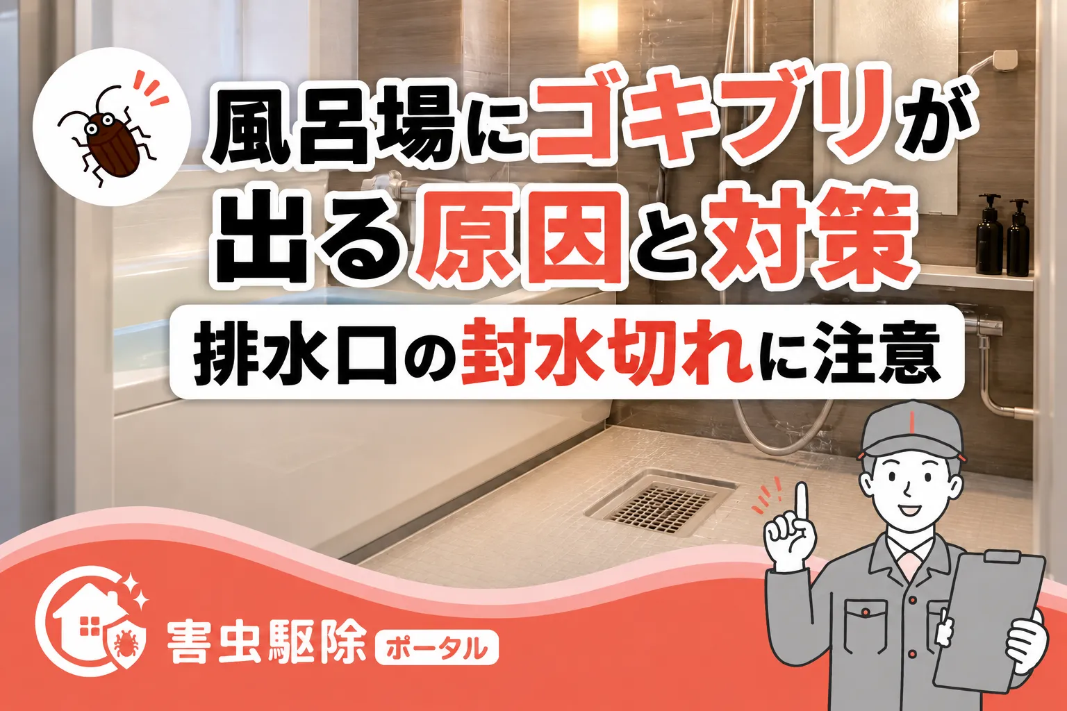 風呂場にゴキブリが出る記事のサムネイル