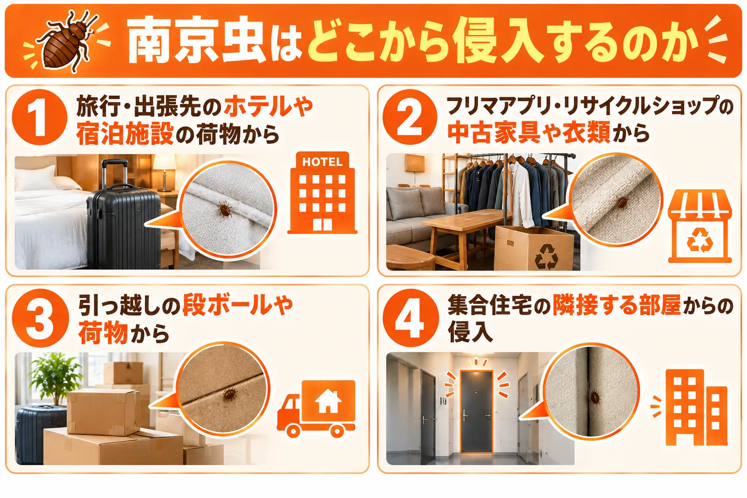 南京虫が侵入するかを示した図解