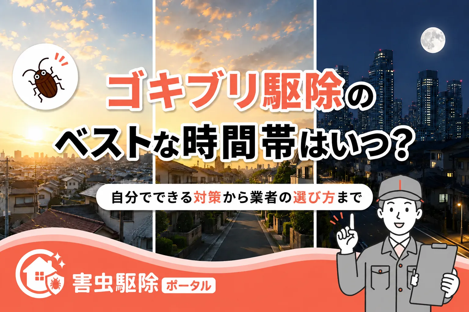 ゴキブリ駆除、ベストな時間帯はいつ?自分でできる対策から業者の選び方までの記事のサムネイル