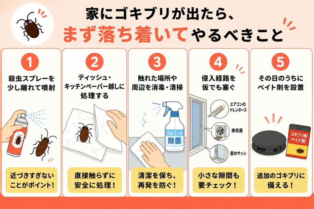 ゴキブリが家に出たらまずやることの図解