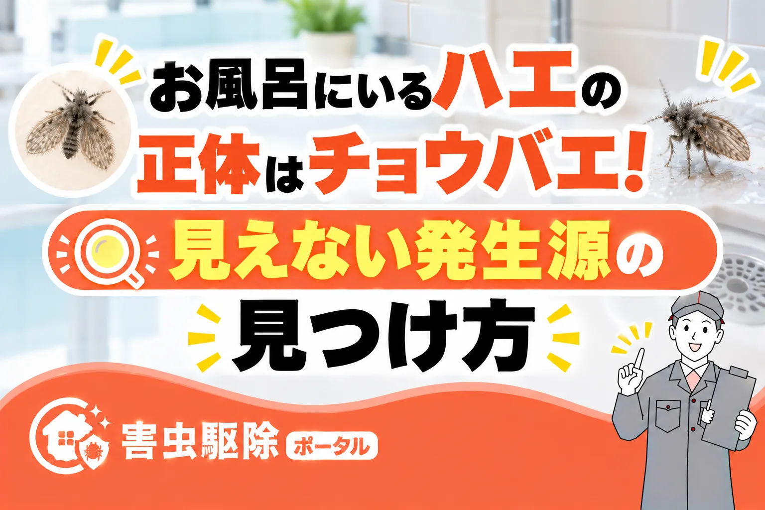 お風呂にいるハエの正体はチョウバエ!見えない発生源の見つけ方のサムネイル