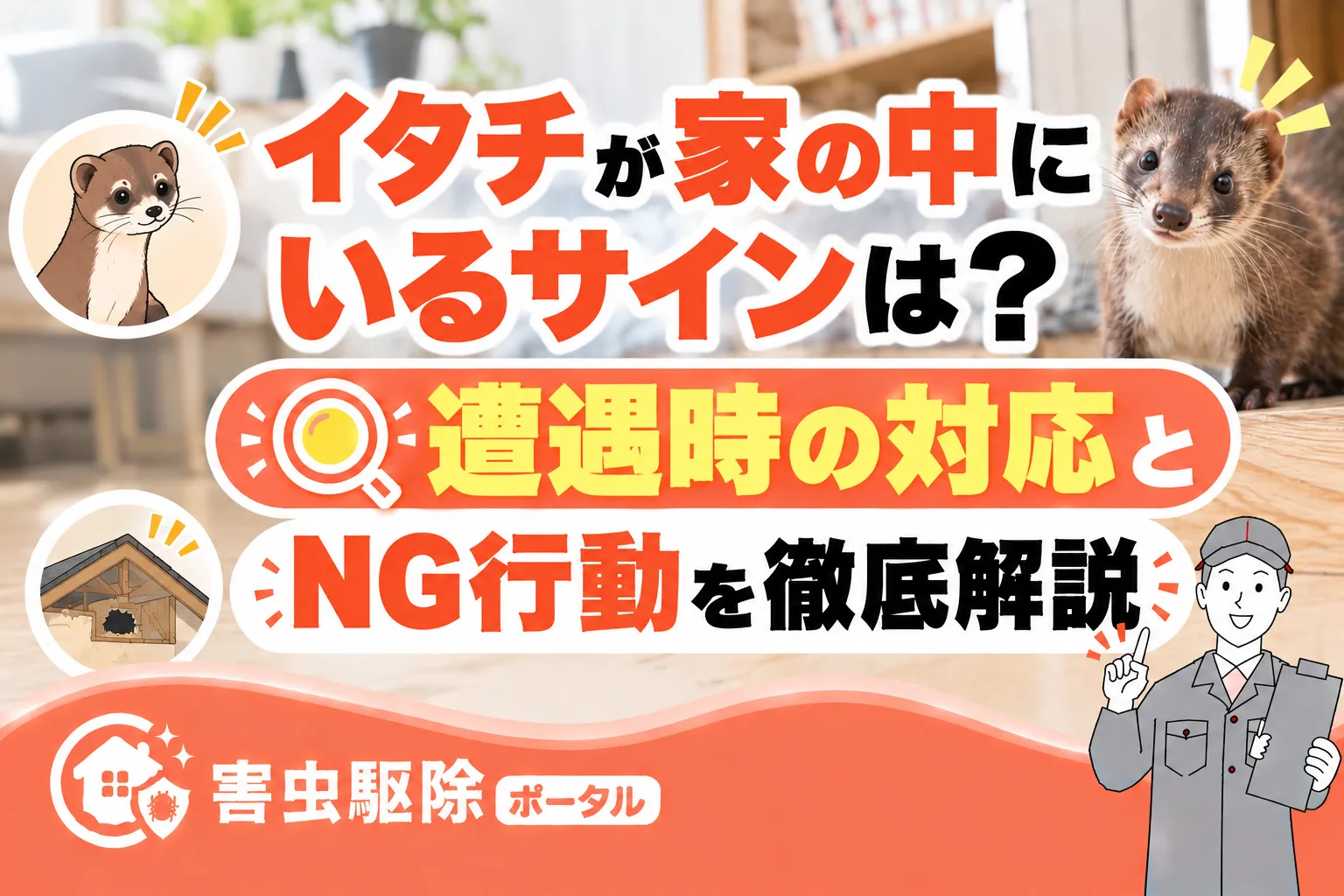 イタチが家の中にいるサインは?遭遇時の対応とNG行動を徹底解説のサムネイル