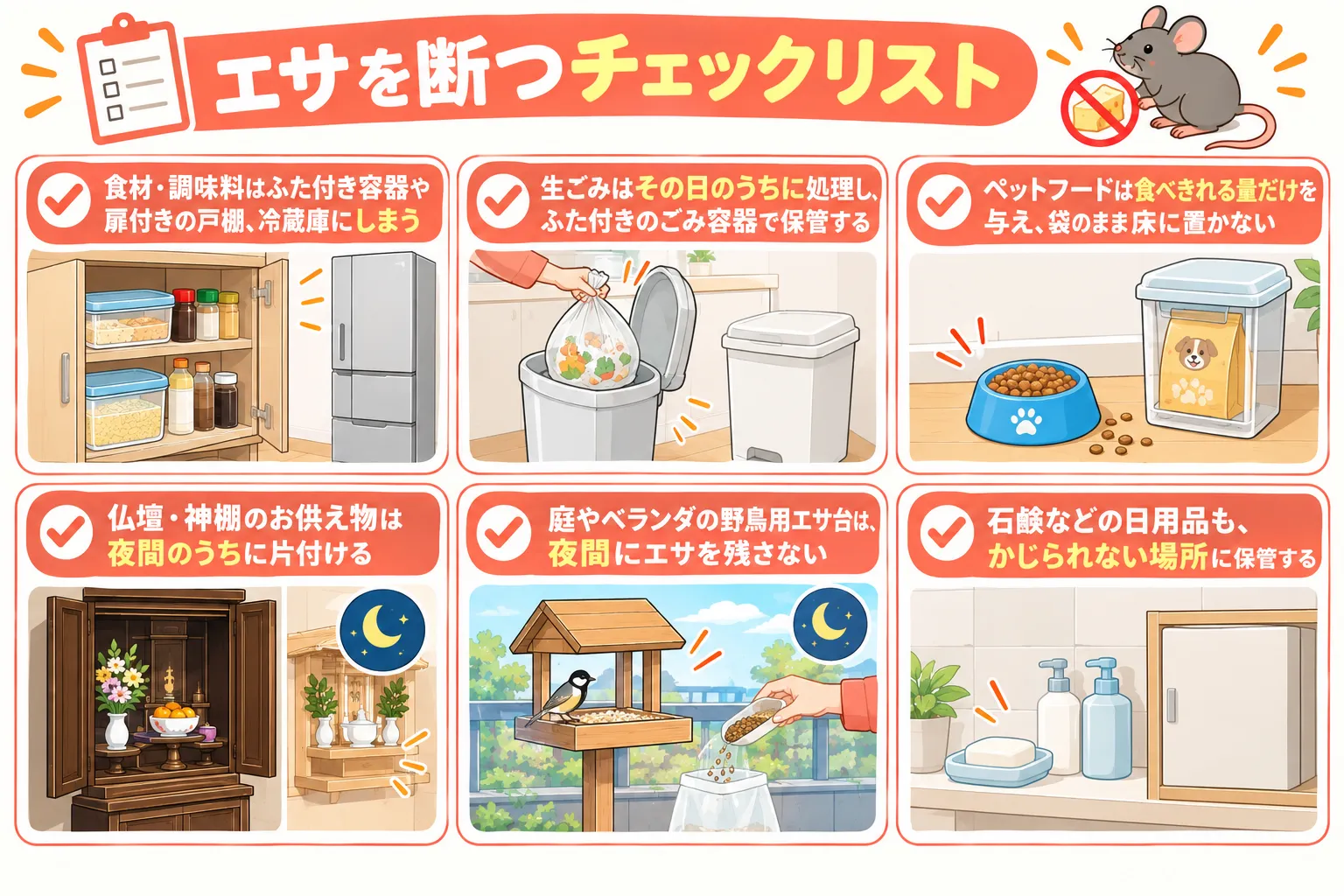 ネズミの餌を絶つチェックリスト