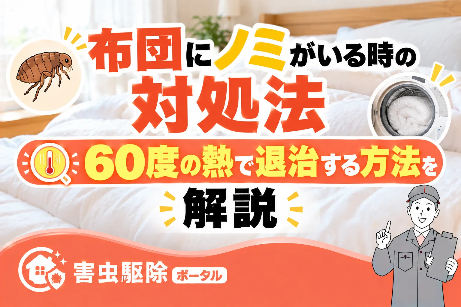 布団にノミがいる時の対処法|60度の熱で退治する方法を解説のサムネイル