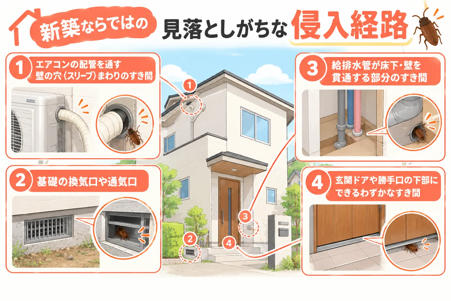 見落としがちなゴキブリの侵入経路