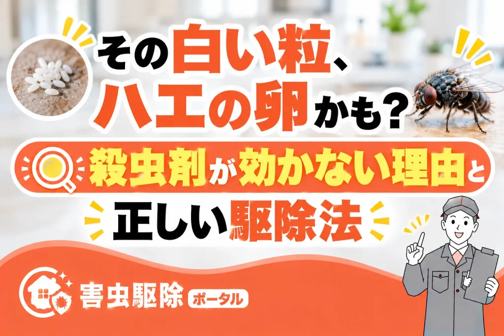 その白い粒、ハエの卵かも｜殺虫剤が効かない理由と正しい駆除法のサムネイル