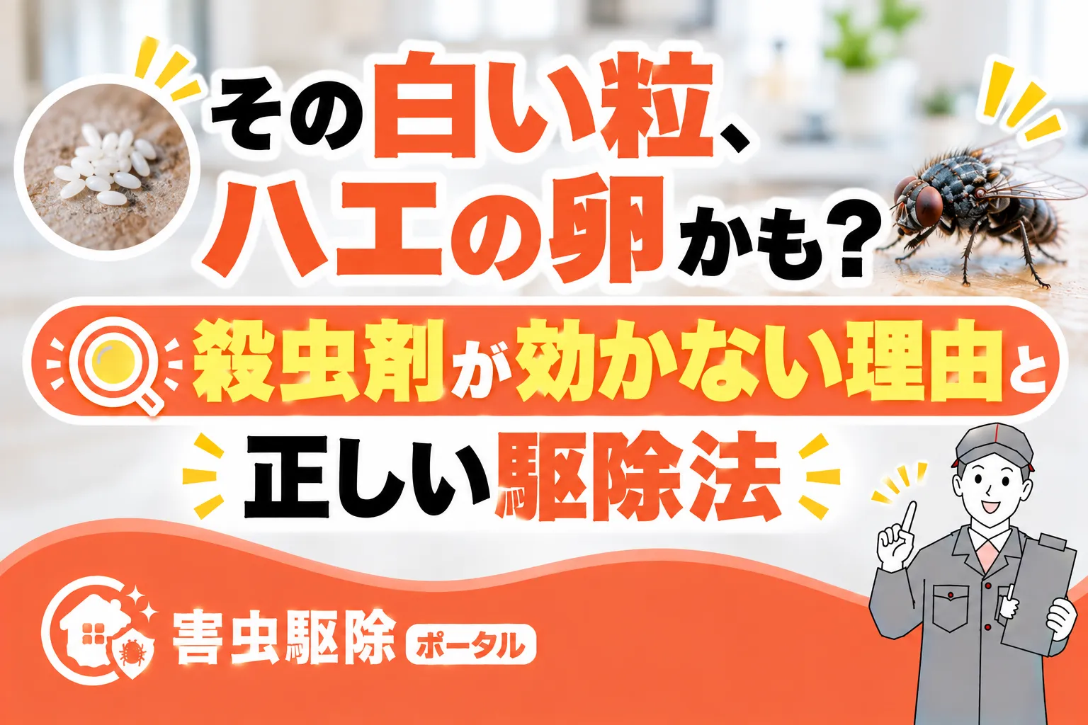 その白い粒、ハエの卵かも｜殺虫剤が効かない理由と正しい駆除法のサムネイル