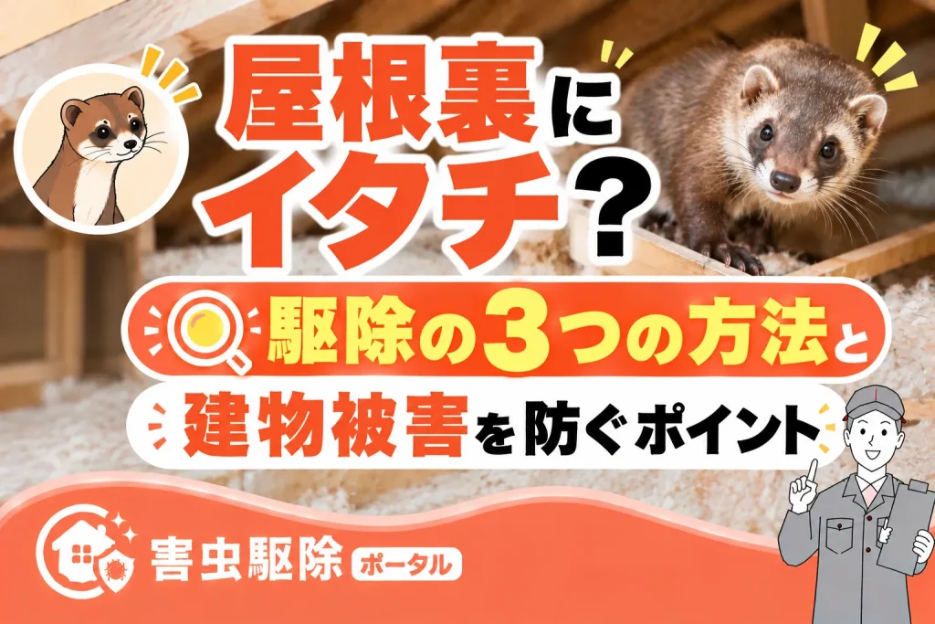 屋根裏にイタチ？駆除の3つの方法と建物被害を防ぐポイントのサムネイル