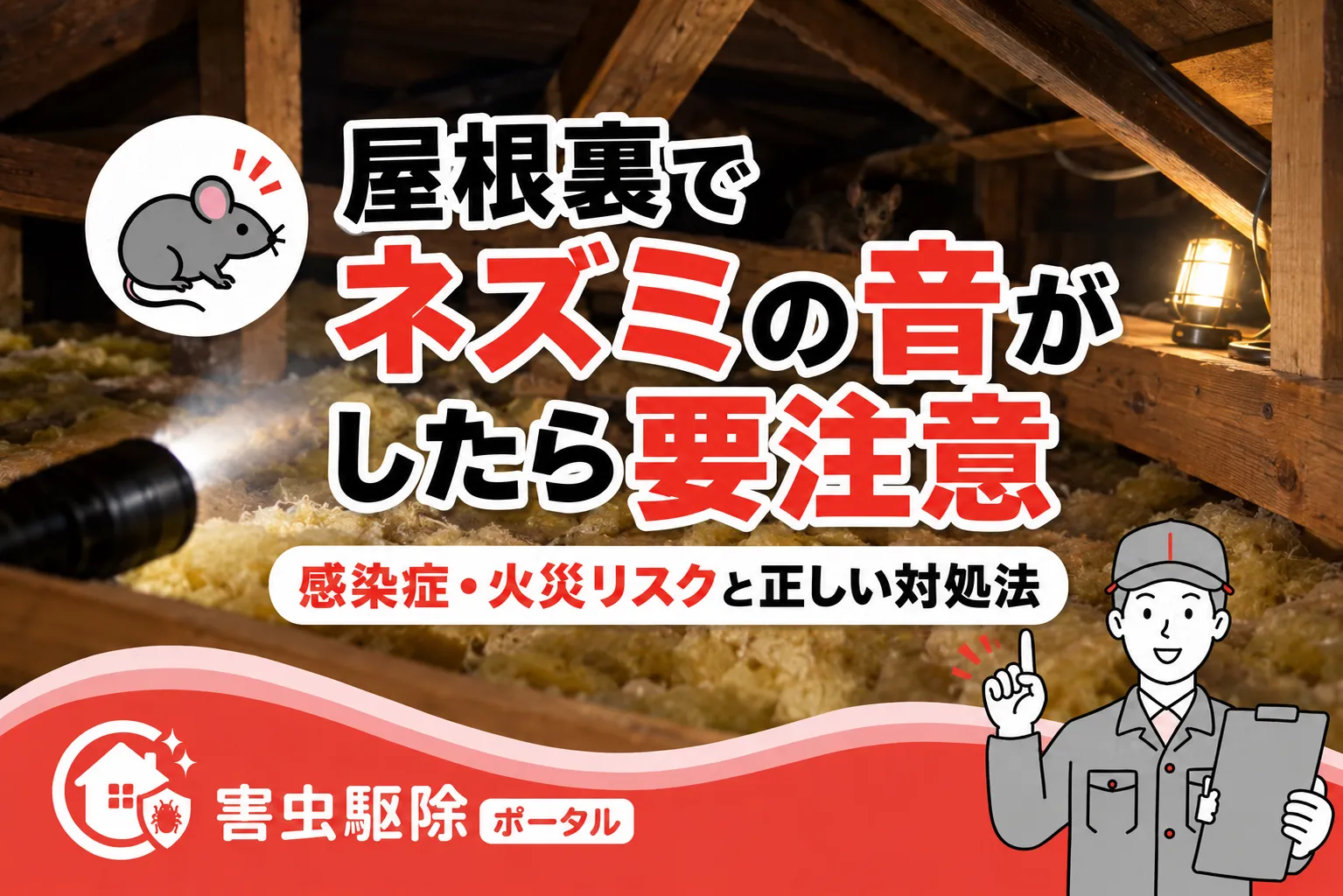 屋根裏にネズミが出た時の対処法のサムネ