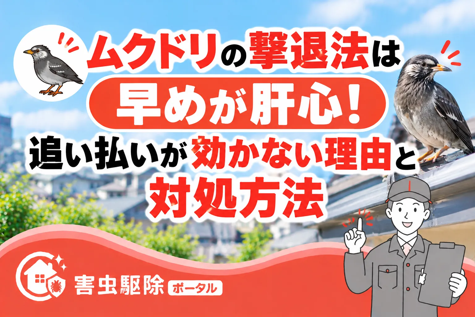 ムクドリ撃退法と対処方法