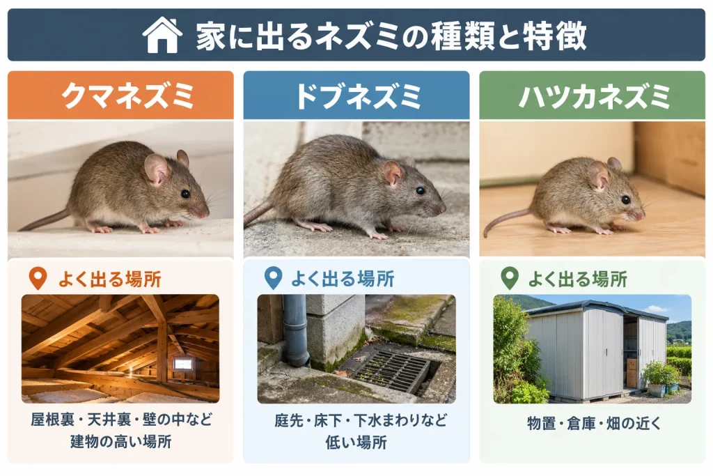 家に出るネズミの種類と特徴の図解