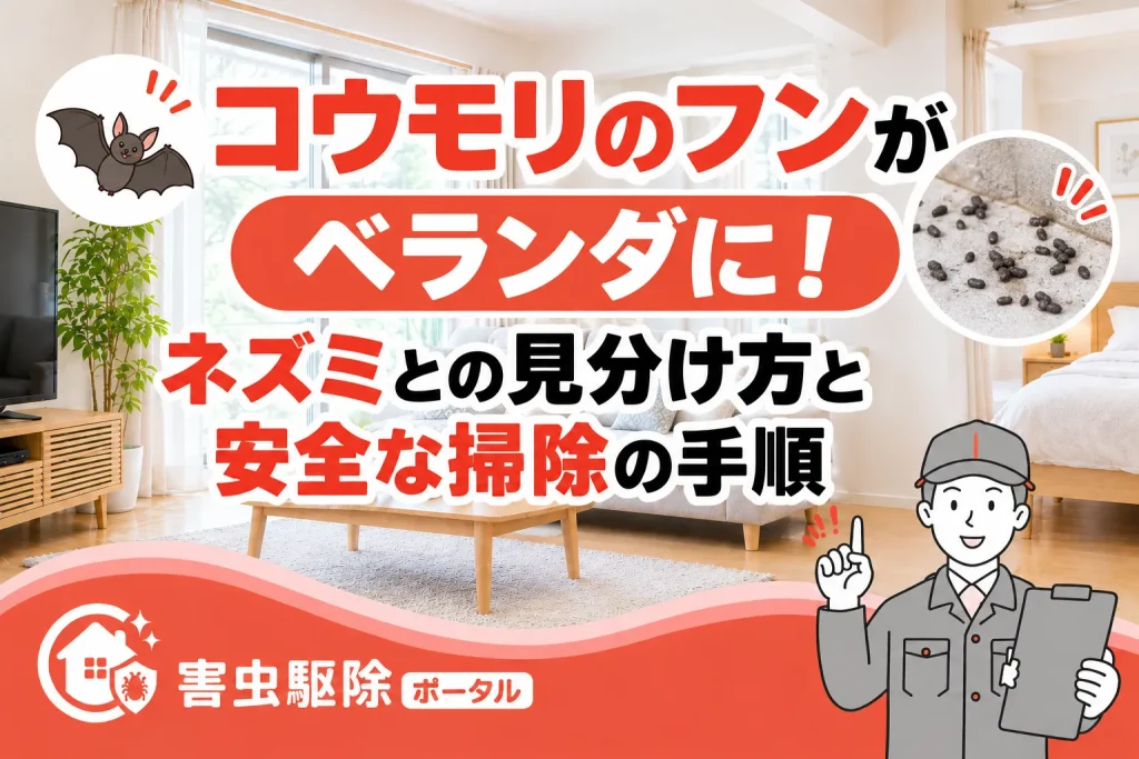 コウモリのフンがベランダに！ネズミとの見分け方と安全な掃除の手順のサムネイル