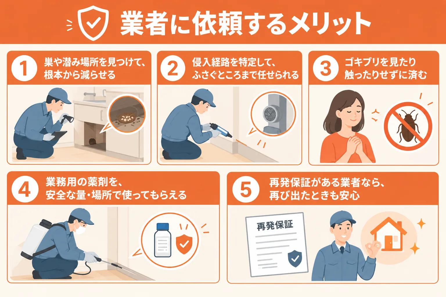 業者依頼の5つのメリットの図解