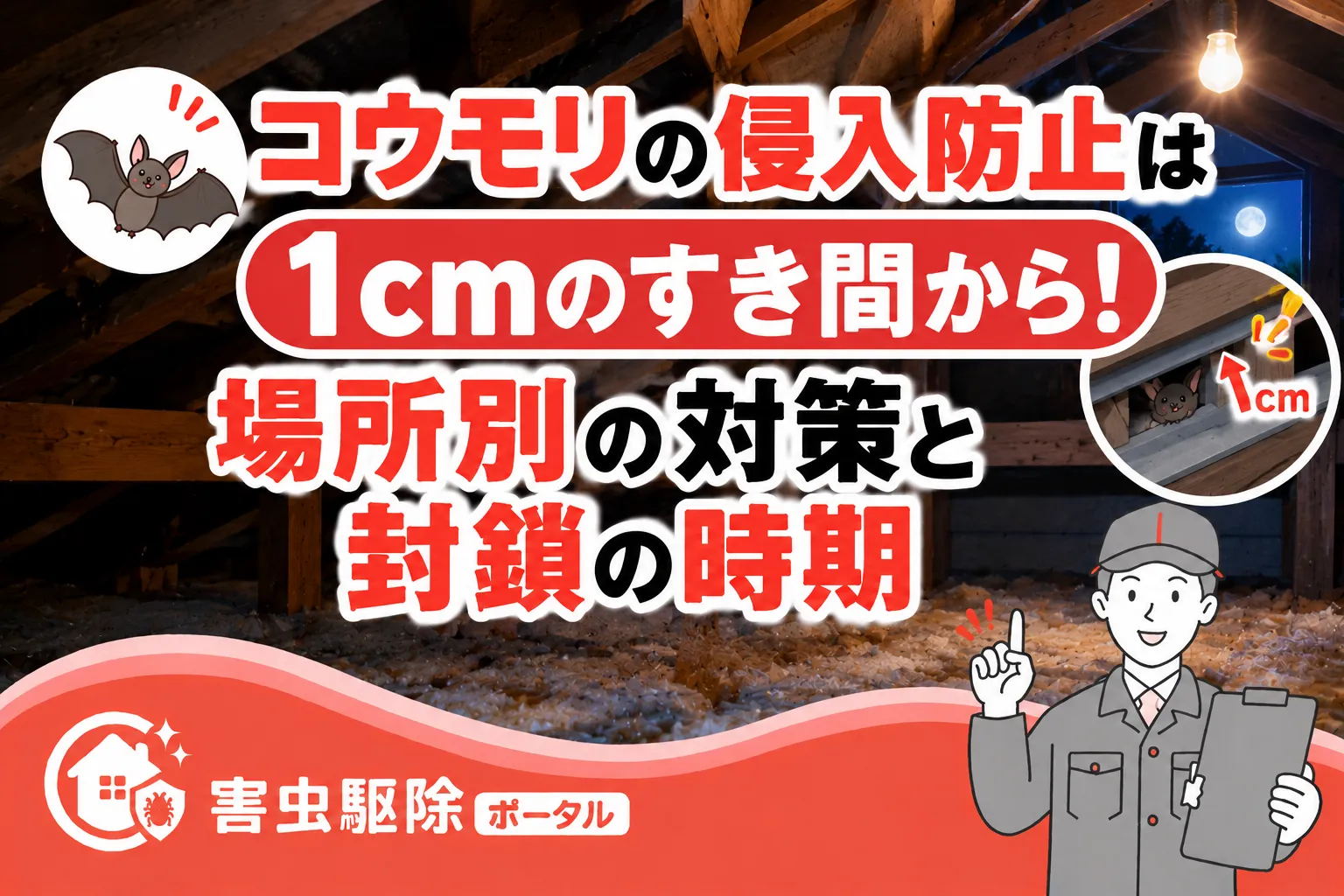 コウモリ侵入防止 1cm対策術